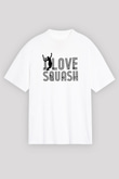 Squash Baskılı Unisex Beyaz Oversize Tişört - Tshirt