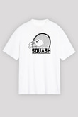 Squash Baskılı Unisex Beyaz Oversize Tişört - Tshirt
