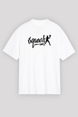 Squash Baskılı Unisex Beyaz Oversize Tişört - Tshirt