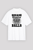 Squash Baskılı Unisex Beyaz Oversize Tişört - Tshirt