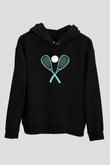 Squash Baskılı Unisex Siyah Kapüşonlu Sweatshirt