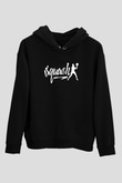 Squash Baskılı Unisex Siyah Kapüşonlu Sweatshirt