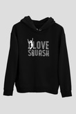 Squash Baskılı Unisex Siyah Kapüşonlu Sweatshirt