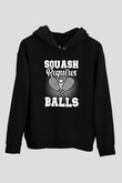 Squash Baskılı Unisex Siyah Kapüşonlu Sweatshirt