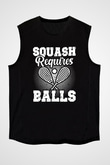 Squash Baskılı Unisex Siyah Kolsuz Tişört