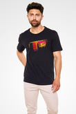 Sri Lanka Bayrağı Baskılı Unisex Siyah Tişört