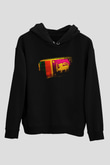 Sri Lanka Bayrağı Baskılı Unisex Siyah Kapüşonlu Sweatshirt