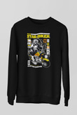 Star Biker Baskılı Unisex Siyah Sweatshirt