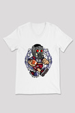 Star Lord Football Baskılı Beyaz Unisex V Yaka Tişört