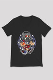 Star Lord Football Baskılı Siyah Unisex V Yaka Tişört