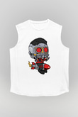 Star Lord Rocket Baskılı Beyaz Unisex Kolsuz Tişört