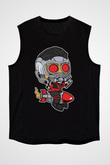 Star Lord Rocket Baskılı Siyah Unisex Kolsuz Tişört