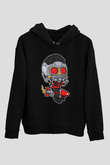 Star Lord Rocket Baskılı Siyah Unisex Hoodie