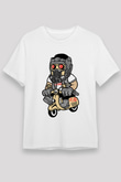 Star Lord Scooter Baskılı Beyaz Unisex Tişört