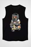 Star Lord Scooter Baskılı Siyah Unisex Kolsuz Tişört