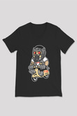 Star Lord Scooter Baskılı Siyah Unisex V Yaka Tişört