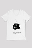 Star Wars (Dart Vader) Baskılı Beyaz Unisex V Yaka Tişört - Tshirt