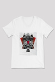 Star Wars (Dart Vader) Baskılı Beyaz Unisex V Yaka Tişört - Tshirt