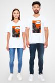 Star Wars (Dart Vader) Baskılı Beyaz Unisex V Yaka Tişört - Tshirt