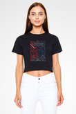 Star Wars (Dart Vader) Baskılı Siyah Crop Top Kadın Tişört - Tshirt