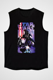 Star Wars (Dart Vader) Baskılı Unisex Siyah Kolsuz Tişört - Tshirt