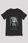 Star Wars (Dart Vader) Baskılı Unisex Siyah V Yaka Tişört - Tshirt