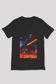 Star Wars (Dart Vader) Baskılı Unisex Siyah V Yaka Tişört - Tshirt