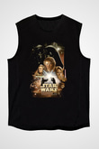 Star Wars (Dart Vader) Baskılı Unisex Siyah Kolsuz Tişört - Tshirt