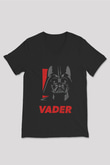 Star Wars (Dart Vader) Baskılı Unisex Siyah V Yaka Tişört - Tshirt