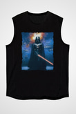 Star Wars (Dart Vader) Baskılı Unisex Siyah Kolsuz Tişört - Tshirt