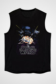 Star Wars (Dart Vader) Baskılı Unisex Siyah Kolsuz Tişört - Tshirt