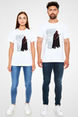 Star Wars (Dart Vader) Unisex Baskılı Beyaz Tişört - Tshirt