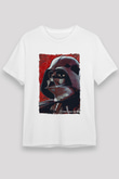 Star Wars (Dart Vader) Unisex Baskılı Beyaz Tişört - Tshirt