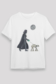 Star Wars (Dart Vader) Unisex Baskılı Beyaz Tişört - Tshirt