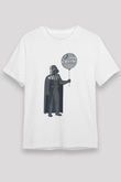 Star Wars (Dart Vader) Unisex Baskılı Beyaz Tişört - Tshirt