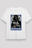 Star Wars (Dart Vader) Unisex Baskılı Beyaz Tişört - Tshirt