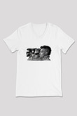 Starset Baskılı Beyaz Unisex V Yaka Tişört - Tshirt
