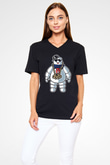 Stay Dope Baskılı Unisex Siyah V Yaka Tişört