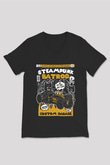 Steampunk BatRod Baskılı Unisex Siyah V Yaka Tişört