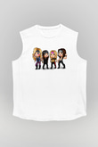 Steel Panther Baskılı Beyaz Unisex Kolsuz Tişört - Tshirt