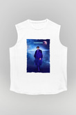 Stephen Hawking Baskılı Unisex Kolsuz Beyaz Tişört - Tshirt