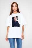 Stephen Hawking Yazılı Portre Baskılı Unisex Oversize Beyaz Tişört - Tshirt