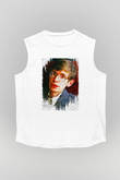 Stephen William Hawking Baskılı Unisex Kolsuz Beyaz Tişört - Tshirt