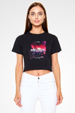 Steve Aoki Siyah Crop Top Tişört