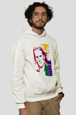 Steve Vai Baskılı Beyaz Unisex Kapüşonlu Sweatshirt