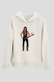 Steve Vai Baskılı Beyaz Unisex Kapüşonlu Sweatshirt