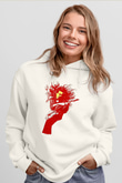 Steve Vai Baskılı Beyaz Unisex Kapüşonlu Sweatshirt