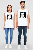 Steve Vai Baskılı Beyaz Unisex Kolsuz Tişört - Tshirt