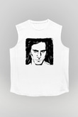 Steve Vai Baskılı Beyaz Unisex Kolsuz Tişört - Tshirt