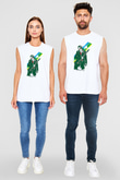 Steve Vai Baskılı Beyaz Unisex Kolsuz Tişört - Tshirt